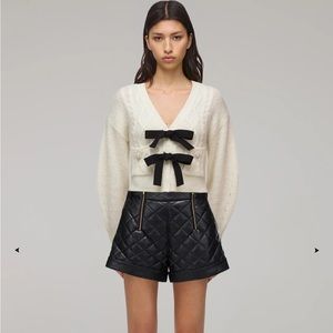 Self Portrait IVORY BOW DETAIL CARDIGAN